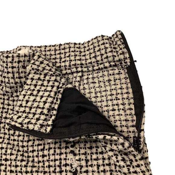 ZARA Tweed High-Waisted Fringed Houndstooth Shorts Size Small - Picture 9 of 10